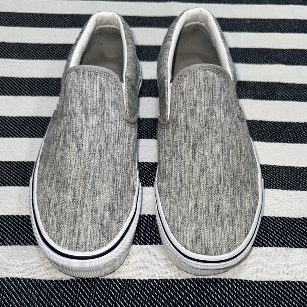 Vans Gray Slip-On Sneakers with Rubber Soles